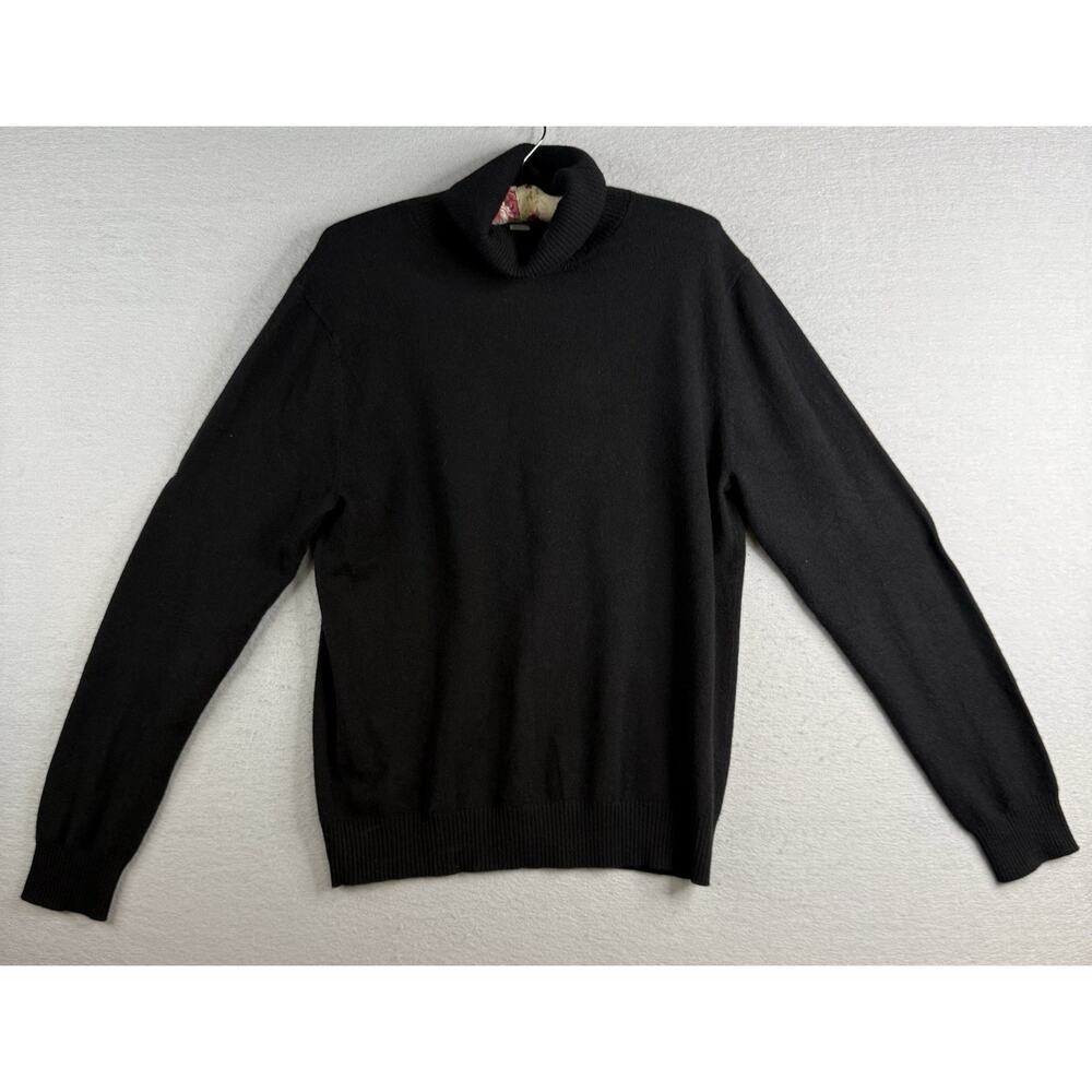 Neiman Marcus Cashmere Turtleneck Sweater Womens XL Black Quiet Luxury READ‎